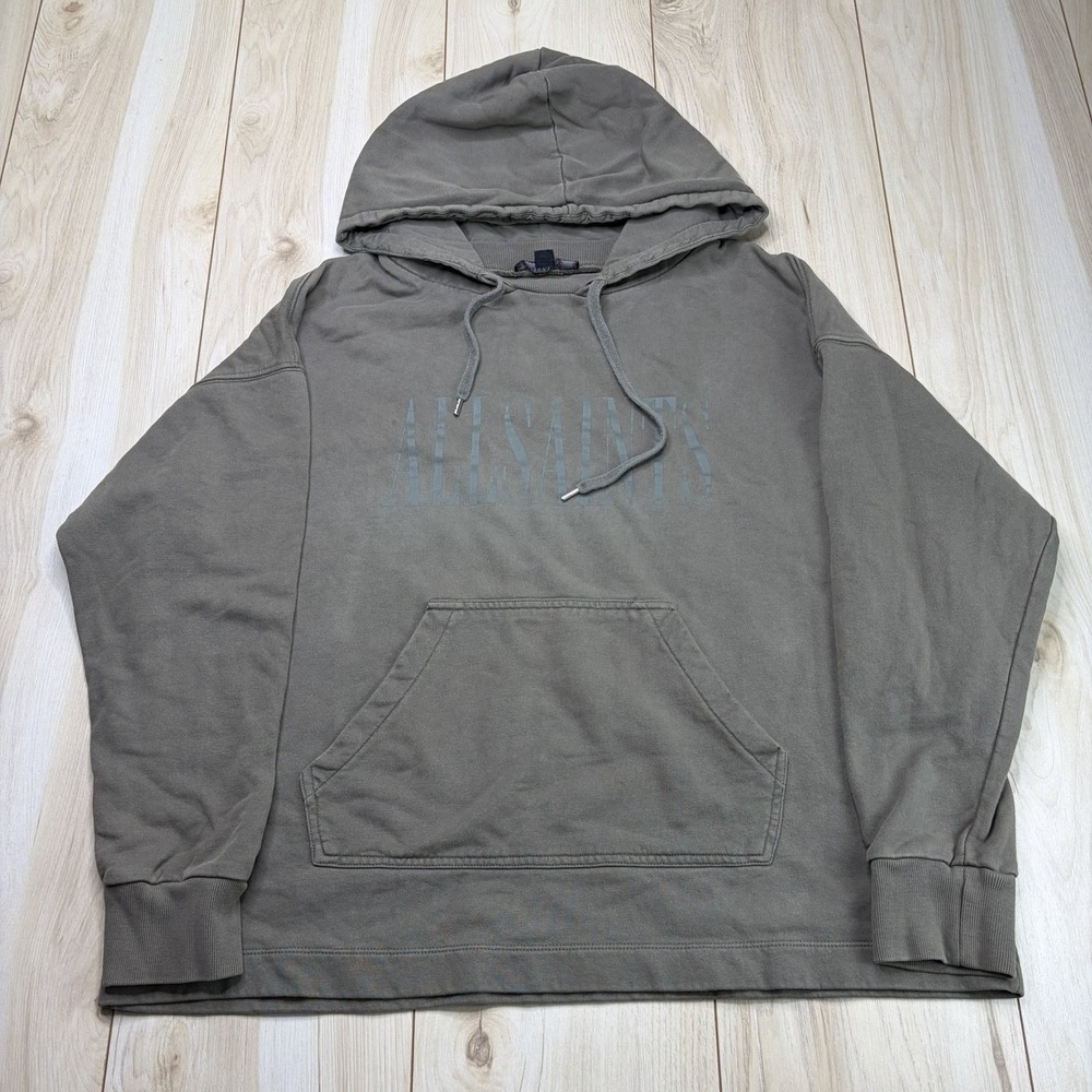 Allsaints Etie Hoody Olive Green Mens Medium M Pullover Sweater Longsleeve